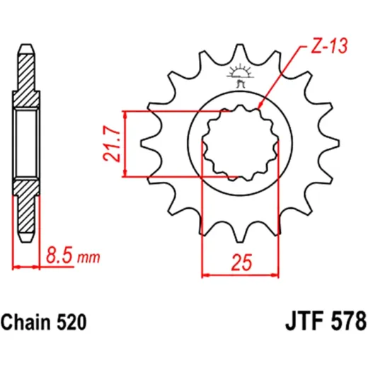 Ritzel 14Z 520 Teilung für Motorräder 7260191