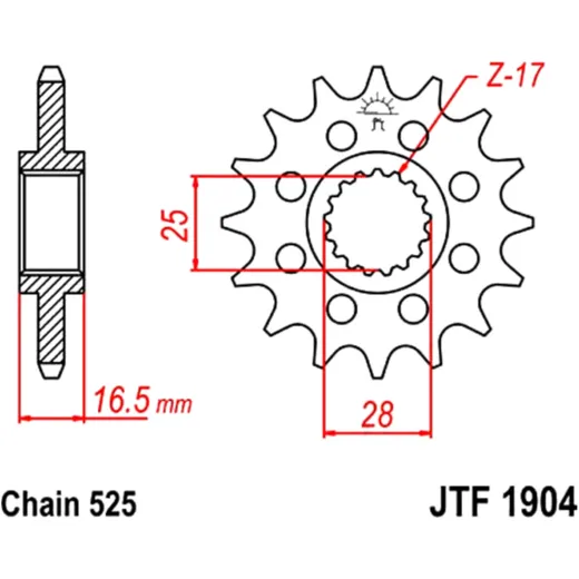 Front Sprocket Racing 17 Tooth Pitch 525 for Motorcycles
