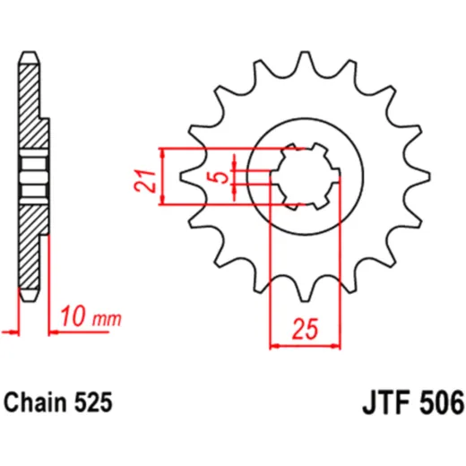 Ritzel 14Z Teilung 525 grobverzahnt 5 Innendurchmesser 21/25 passend für: Kawasaki KH