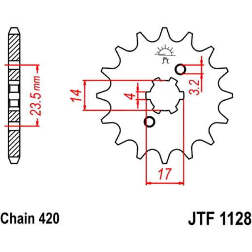 Ritzel 11Z Teilung 420 grobverzahnt 4 Innendurchmesser 14/17 passend für: Derbi Senda, GPR