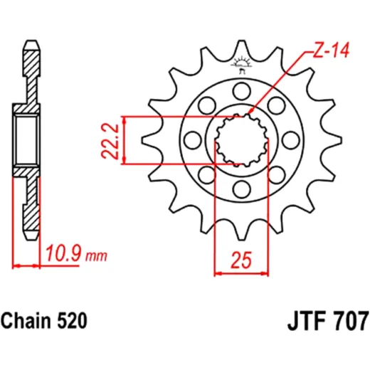 Racing - Ritzel 16Z Teilung 520 feinverzahnt Innendurchmesser 22. 2/25 passend für: Aprilia RXV, SXV, MXV