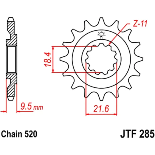 Front sprocket 15 tooth pitch 520 narrow spline inner diameter 18. 4/21. 6 for: Honda CR