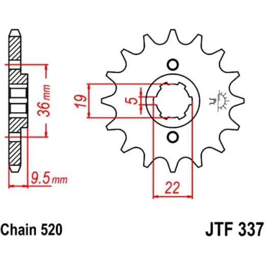 Front sprocket 14 tooth pitch 520 large spline 6 inner diameter 19/22 for: Honda CR