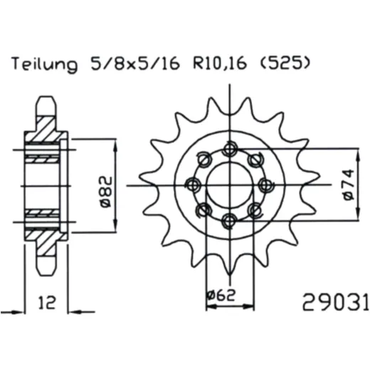 Ritzel 22Z Teilung 525 rund 17. 2/20 passend für: Gilera GP, Aprilia SRV