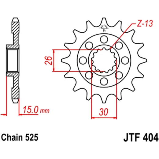 Racing - Ritzel 15Z Teilung 525 feinverzahnt Innendurchmesser 26/30 passend für: BMW S, M, HP4