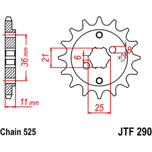 Ritzel 14Z Teilung 525 grobverzahnt 6 Innendurchmesser 21/25 passend für: Honda XBR