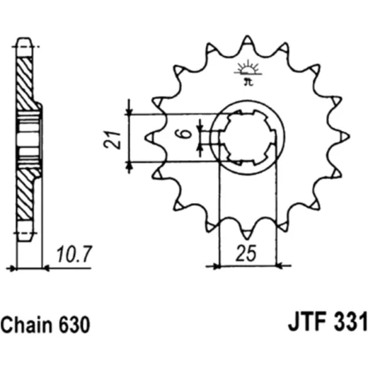 Ritzel 15Z Teilung 630 grobverzahnt 6 Innendurchmesser 21/25 passend für: Honda CB