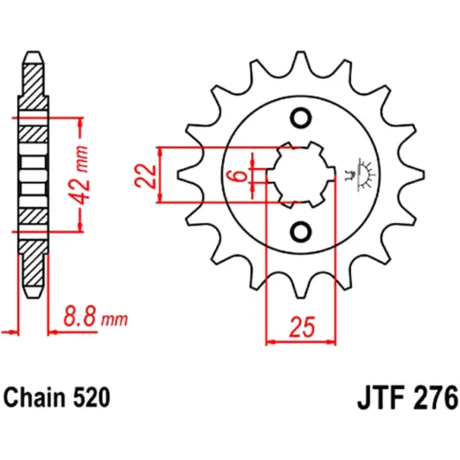 Ritzel 15Z Teilung 520 grobverzahnt 6 Innendurchmesser 22/25 passend für: Honda CB, CM