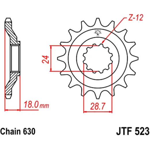 Front sprocket 15 tooth pitch 630 narrow spline inner diameter 24/28. 5 for: Kawasaki GPZ