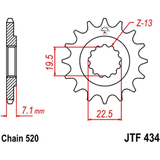 Ritzel 16Z Teilung 520 feinverzahnt Innendurchmesser 19. 5/22 passend für: Mash Two Fifty, Black Seven, Dirt Track