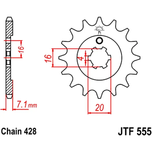 Ritzel 14Z Teilung 428 grobverzahnt 4 Innendurchmesser 16/20 passend für: Kawasaki KX