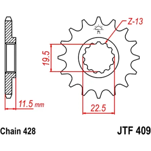 Ritzel 15Z Teilung 428 feinverzahnt Innendurchmesser 19. 4/22 passend für: Suzuki DR, DR - Z