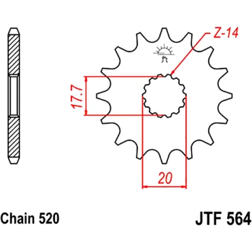 Ritzel 12Z Teilung 520 feinverzahnt Innendurchmesser 17. 7/20 p