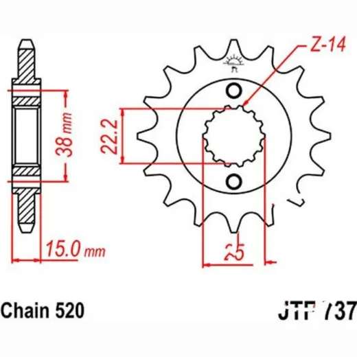 Zahnrad Ritzel 14Z Teilung 520 JTF73714