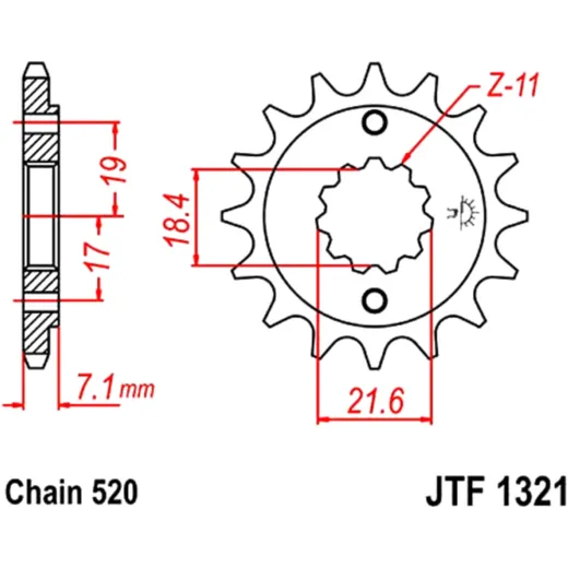 Ritzel 13Z Teilung 520 feinverzahnt Innendurchmesser 18. 4/21. 6 passend für: Honda CRF, CBR, NSR
