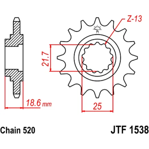 Ritzel 15Z Teilung 520 Alternative: 7260362 passend für: Kawasaki Z