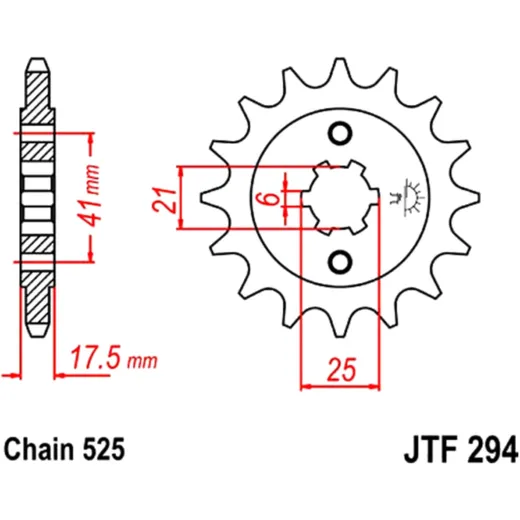 Front sprocket 14 tooth pitch 525 large spline 6 inner diameter 21/25 for: Honda XBR, CBR, GB