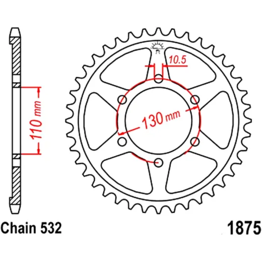Kettenrad 48Z 532 Teilung für Motorräder