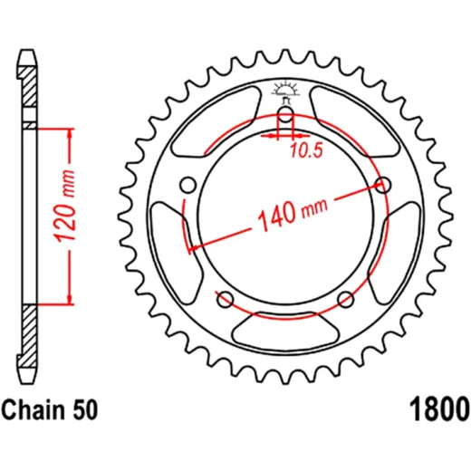 Kettenrad 40Z Teilung 530 Innendurchmesser 120 Lochkreis 140 passend für: Triumph Tiger, Sprint, Daytona