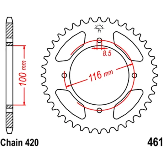 Kettenrad 51Z Teilung 420 Innendurchmesser 100 Lochkreis 116 passend für: Kawasaki KX