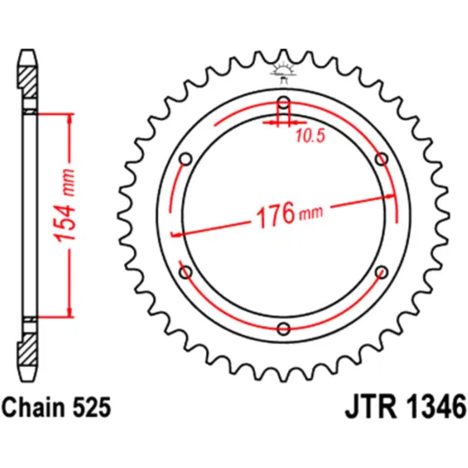 Kettenrad 44Z Teilung 525 Innendurchmesser 154 Lochkreis 176 passend für: Honda CB, VFR