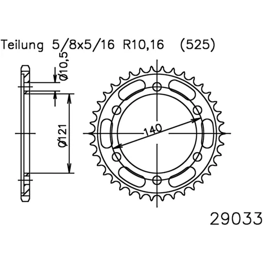 Kettenrad 45Z Teilung 525 schwarz Innendurchmesser 121 Lochkreis 140 passend für: Moto Morini Corsaro, Granpasso, Scrambler