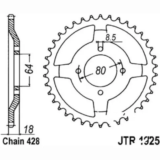 Kettenblatt Kettenrad 51Z Teilung 428 JTR192551