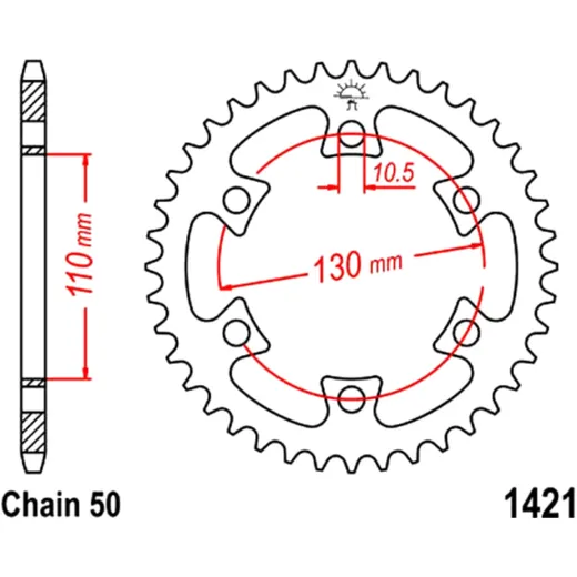 Kettenrad 40Z Teilung 530 Innendurchmesser 110 Lochkreis 130 passend für: Bombardier DS