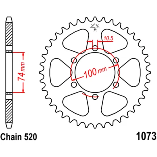 Kettenrad 46Z Teilung 520 Innendurchmesser 074 Lochkreis 100 passend für: Hyosung GV
