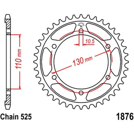 Kettenrad 44 Zähne Teilung 525 für Motorräder
