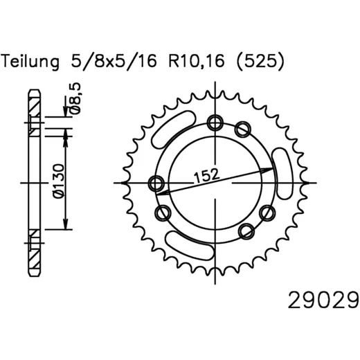 Rear sprocket 41 tooth pitch 525 inner diameter 130 bolt spacing 152 for: Cagiva Navigator