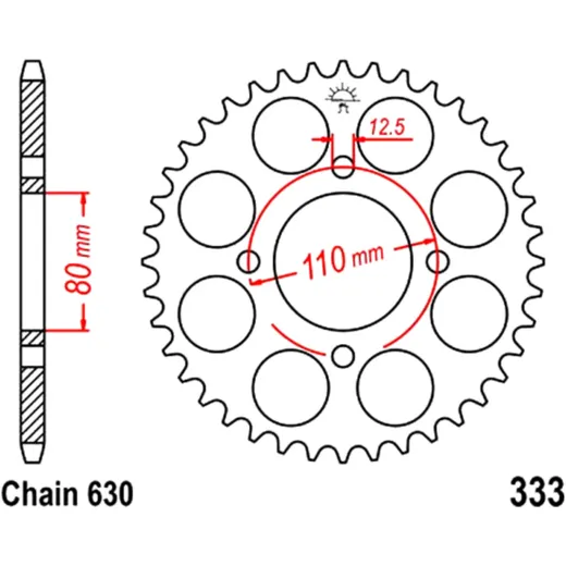 Kettenrad 38Z Teilung 630 Innendurchmesser 080 Lochkreis 110 passend für: Honda CB