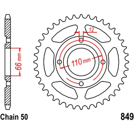 38-Tooth Rear Sprocket 530 - Steel for Motorcycles