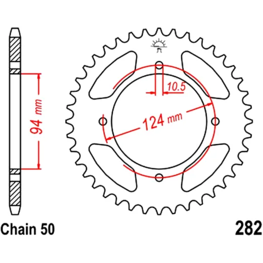 Kettenrad 34Z Teilung 530 Innendurchmesser 094 Lochkreis 124 passend für: Honda CB