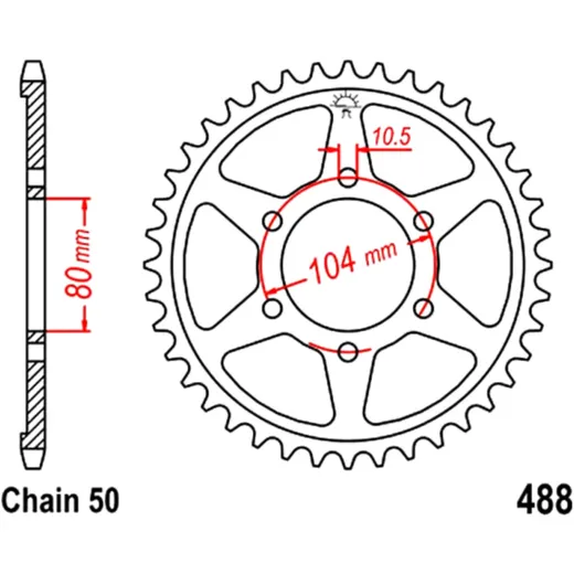 Kettenrad 38Z Teilung 530 Innendurchmesser 080 Lochkreis 104 passend für: Kawasaki ZRX, Z, ZX - 9R