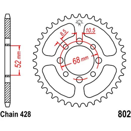 Rear sprocket 46 tooth pitch 428 inner diameter 052 bolt spacin