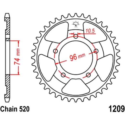 Kettenrad 41Z Teilung 520 Innendurchmesser 074 Lochkreis 096 passend für: Honda NSR