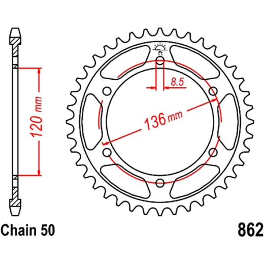 Kettenrad 45 Zähne 530 Teilung für Motorräder