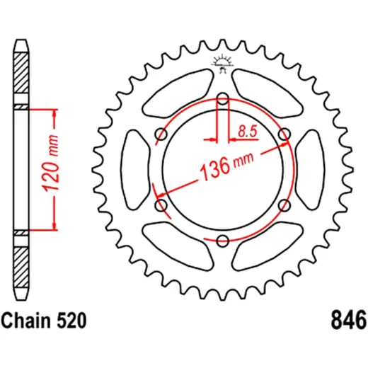 Kettenrad 40Z 520 für JT