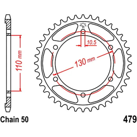 Kettenrad 39Z Teilung 530 Innendurchmesser 110 Lochkreis 130 passend für: MZ/MUZ 1000