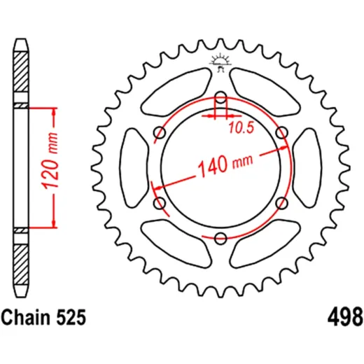 Kettenrad 39Z Teilung 525 Innendurchmesser 120 Lochkreis 140 passend für: Kawasaki W, ZR - 7, ZR