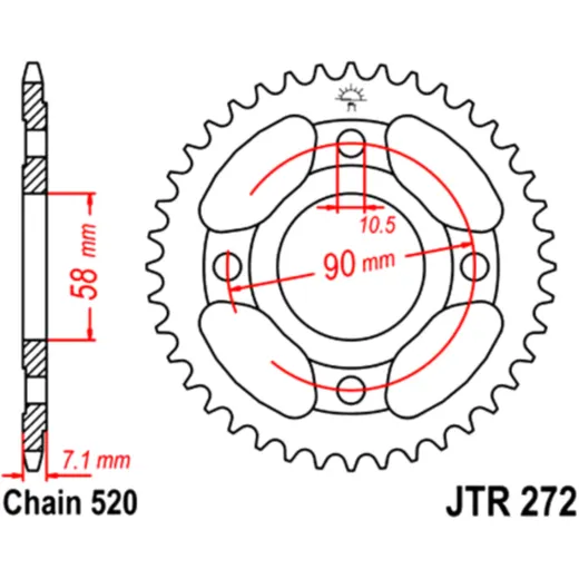 Kettenrad 31Z Teilung 520 Innendurchmesser 058 Lochkreis 090 passend für: Honda CB