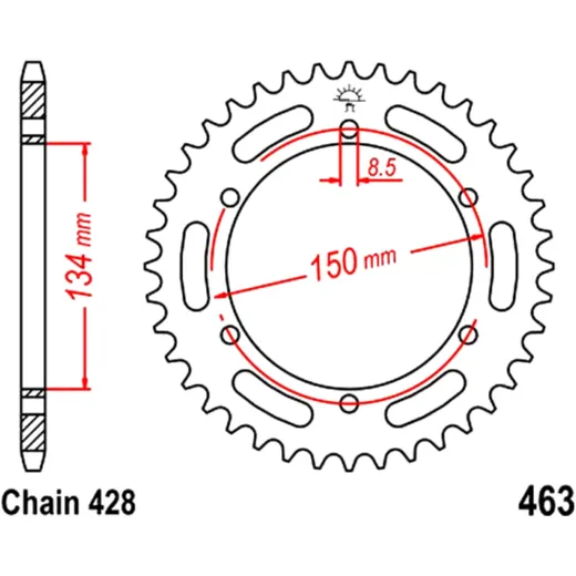 Kettenrad 48Z Teilung 428 Innendurchmesser 134 Lochkreis 150 passend für: Kawasaki KMX