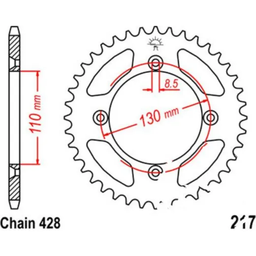 Rear sprocket 49 tooth pitch 428 JTR217.49
