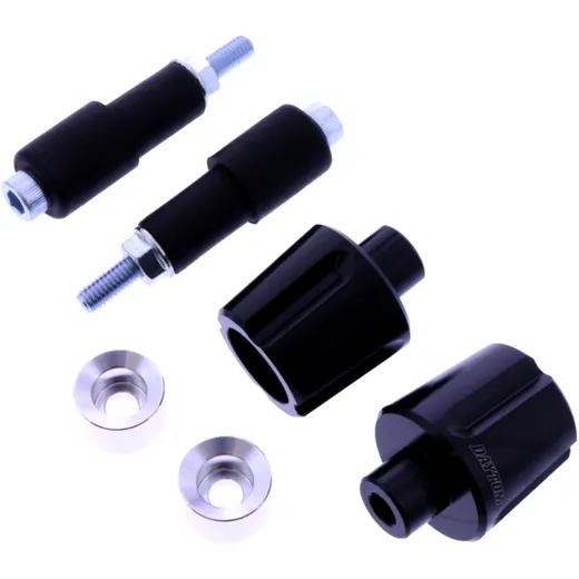 Aluminum Bar Ends Daytona Black/Silver 14-19 mm