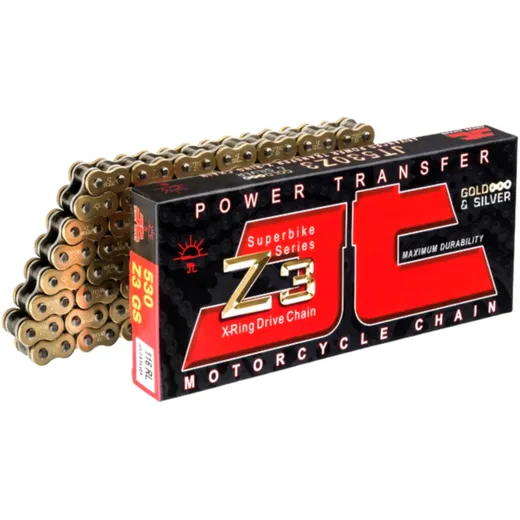 JT x - ring chain gold/silver 530Z3/110 open chain with rivet link for: Kawasaki ZRX, ZZR, ZX - 9R