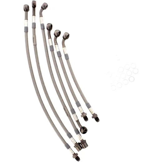 Braided steel brake hose kit JMP anthracite clear hose 6 piece hose kit for: BMW K