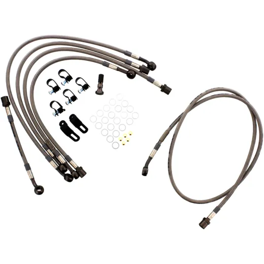 Bremsschlauch Stahlflex Kit Anschluss anthrazit 6 - teilig passend für: Honda CB 7570111