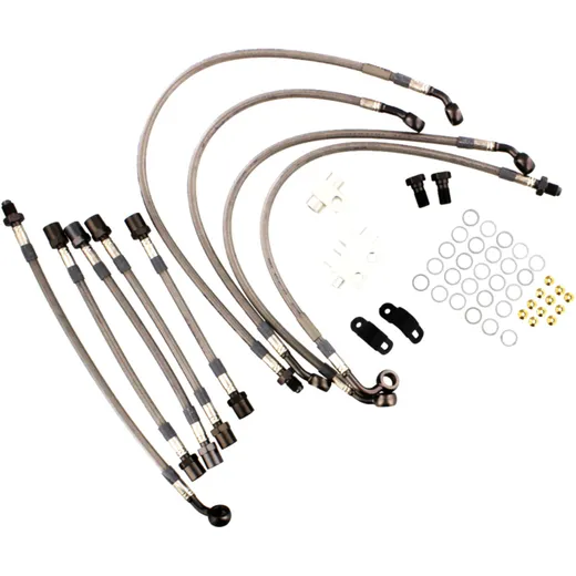 Bremsschlauch Stahlflex Kit Anschluss anthrazit 9 - teilig passend für: Kawasaki GTR
