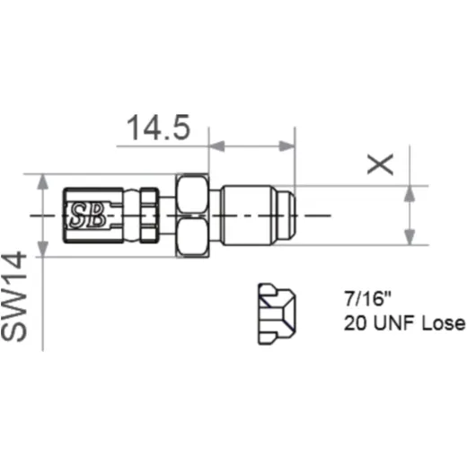 Loose Male Thread Vario TYP440 7/16-20 UNF Stainless Steel for Motorcycles
